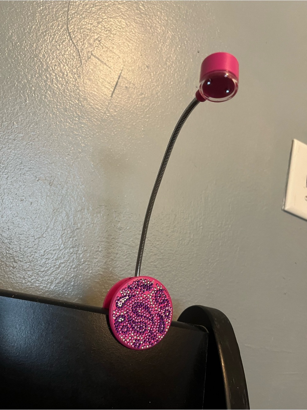 Pink Clip-On LED Reading Light with Decorative Accent